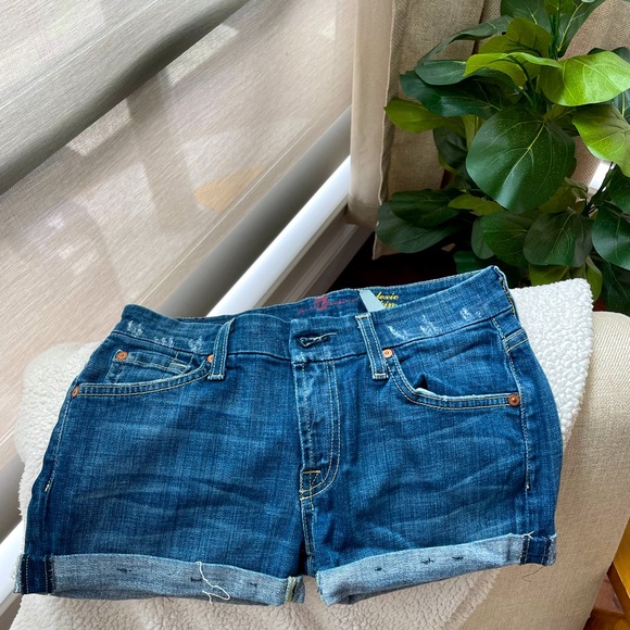 7 for all mankind jean cuffed shorts - Picture 3 of 5